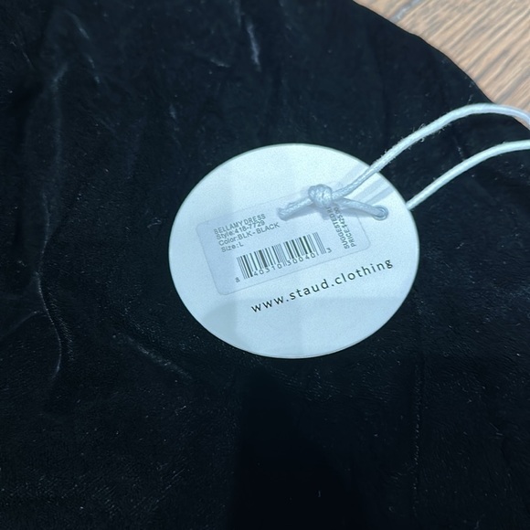 NWT Staud Bellamy Lace Up Square Neck Black Velvet Slit Front Gown - Picture 4 of 7